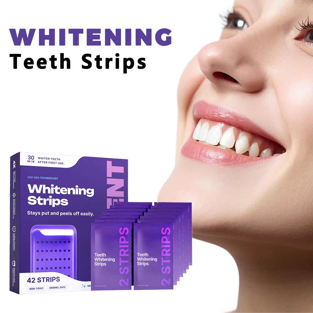 1/3/5Pcs Purple Shining Teeth Whitening Strips 42 Pieces Peroxide Free for Oral Care Fresh Mint Dental Patch